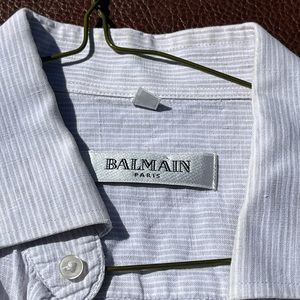 Vintage Balmain Mens Linen Shirt - Size Large